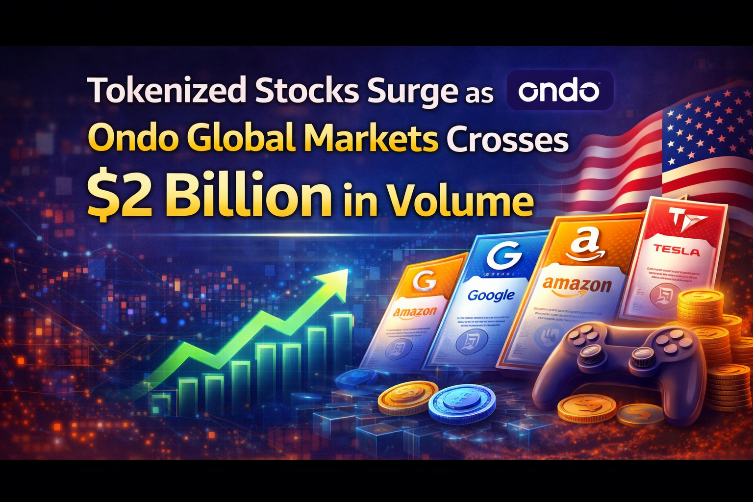 Tokenized Stocks Surge as Ondo Global Markets Crosses $2 Billion in Volume