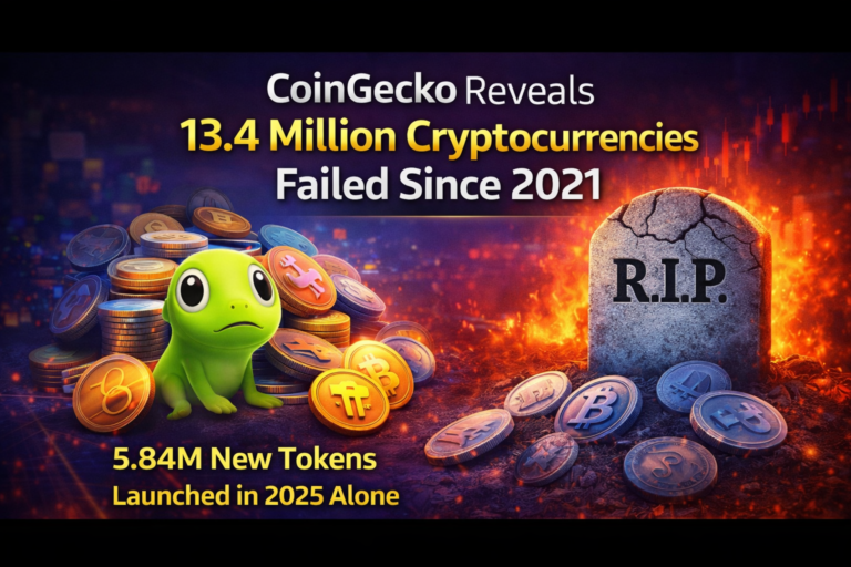 CoinGecko Reveals 13.4 Million Cryptocurrencies Failed Since 2021—5.84M New Tokens Launched in 2025 Alone